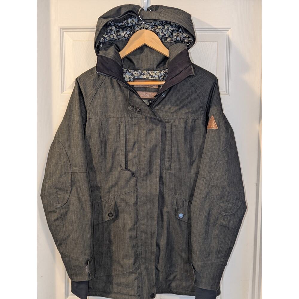 DAKINE Ski Coat Women's Small WEATHERBY hooded Snow Jacket Black Camo Snowboard